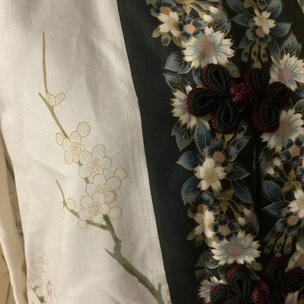 Cherry Blossom Kyoto Silk Robe From Japan Vintage Deadstock - Picture 6 of 10